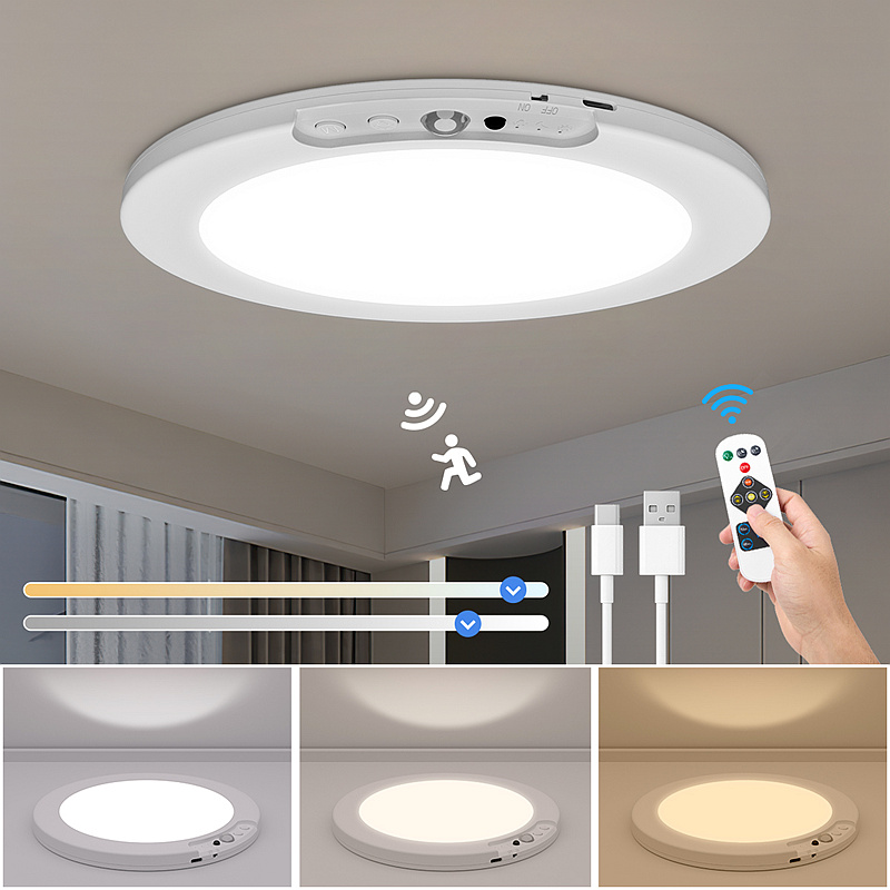 モーションセンサーシーリングライト USB タイプ C 充電式磁気ランプワイヤレス壁ランプリモート LED ナイトライトキッチンコートルーム用
