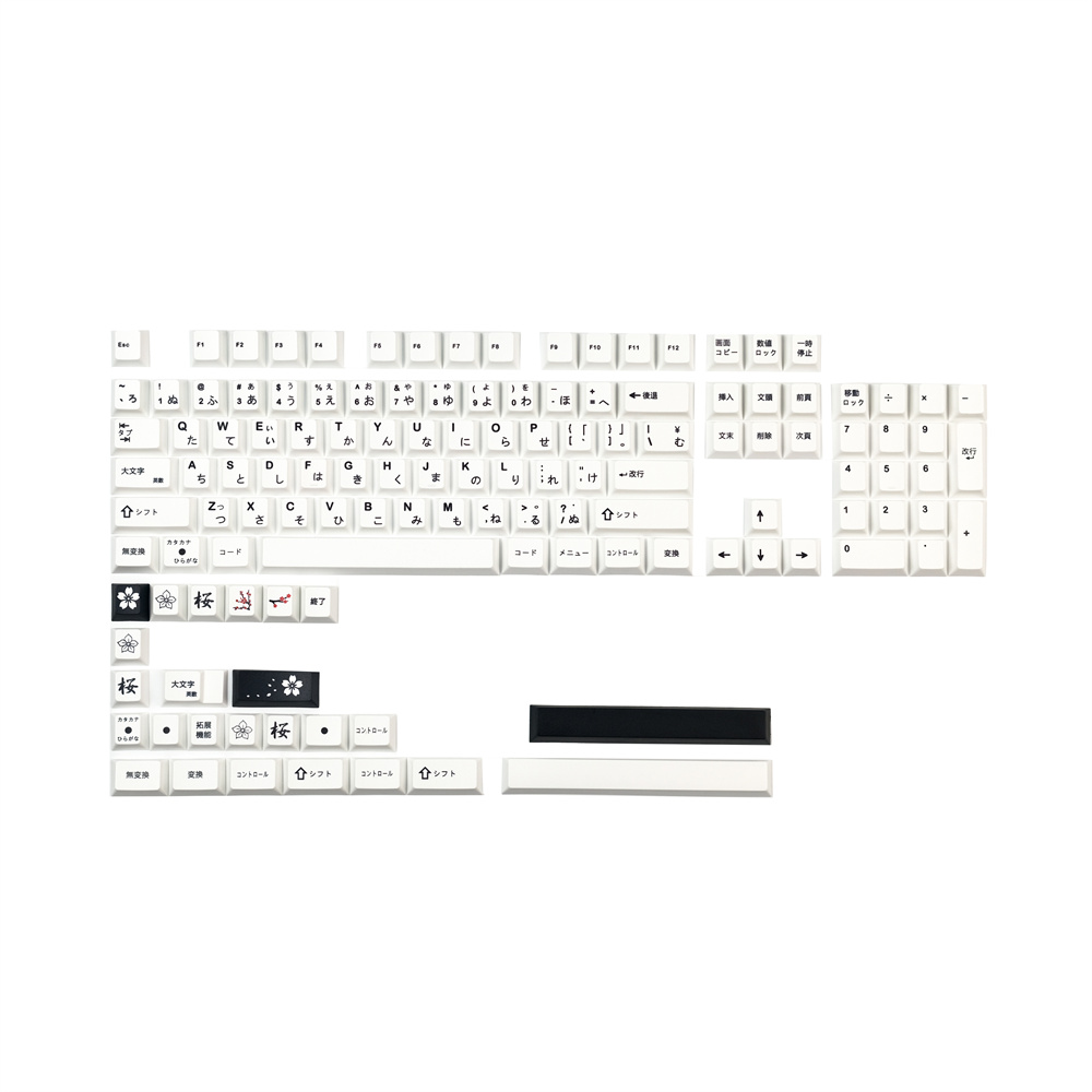 PBT キーキャップミニマリズムホワイト日本語 129 キーチェリープロファイル染料下塗り 6.25U 7U スペースバーフルセットメカニカルキーボード