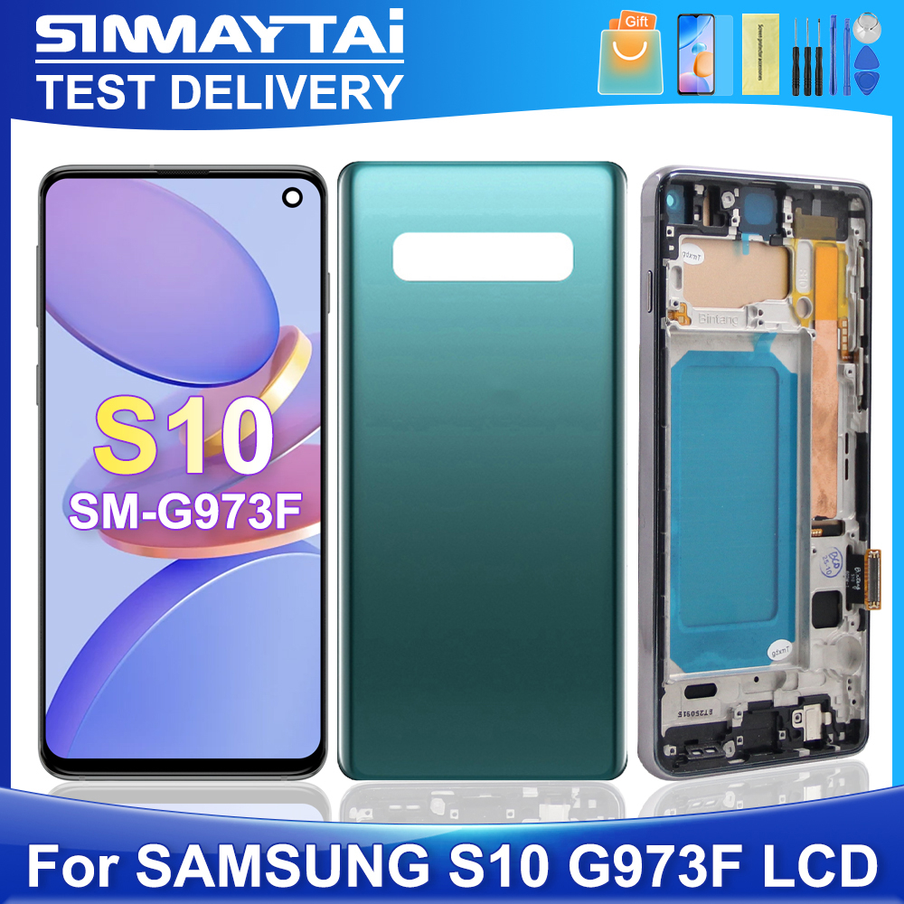 S10 サムスン G973F G973U G973W G973N SCV41 G973C 液晶ディスプレイタッチスクリーンデジタイザアセンブリの交換用にテスト済み
