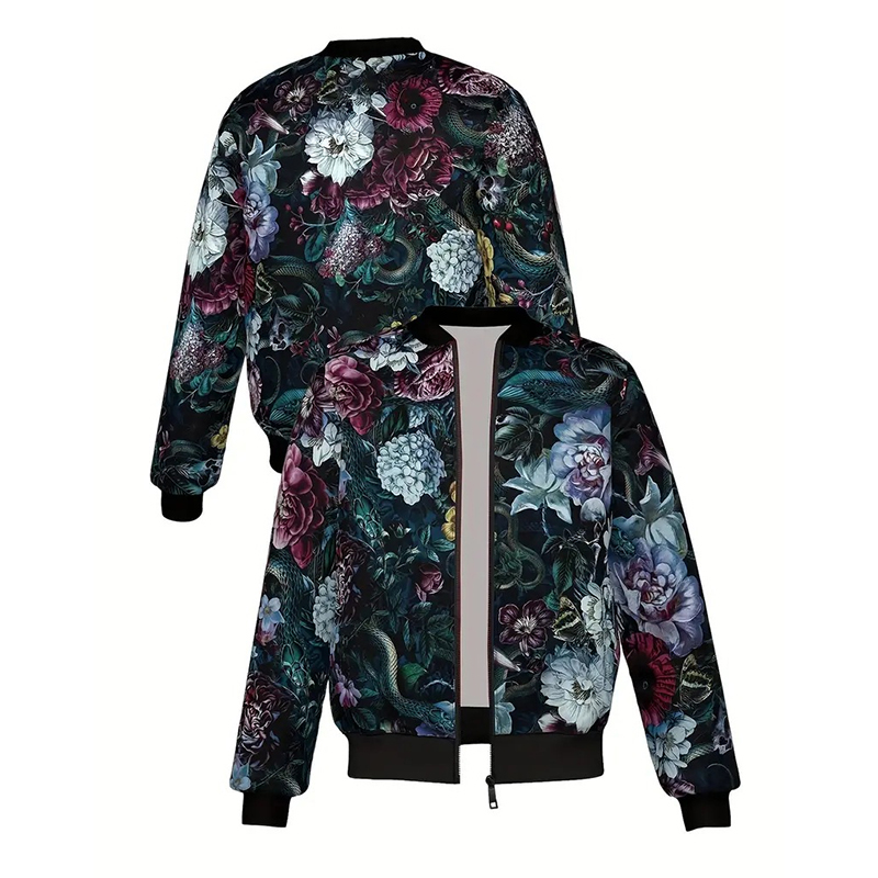Retro Colorful Flower Jacket Men's Clothing Streetwear Graffiti Long Sleeve Jackets Harajuku Trend Autumn Casual Zipper Coat