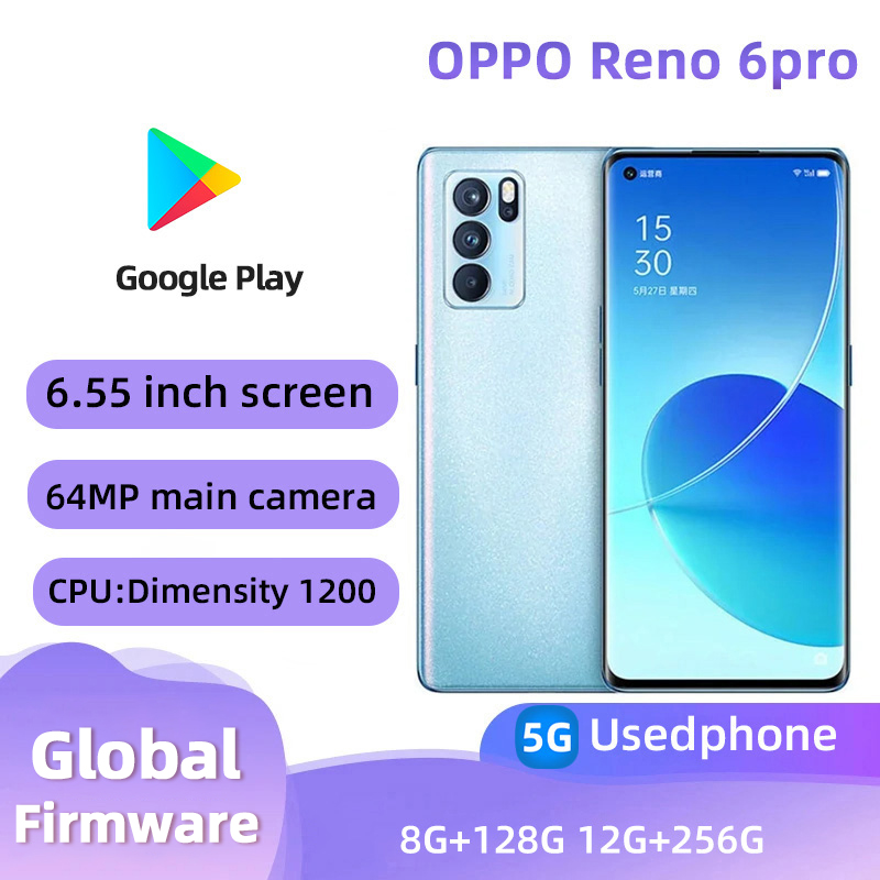 oppo Reno6 pro 5G Android 6.55 インチ画面 12GB RAM 256GB ROM 64MP カメラ全色中古電話
