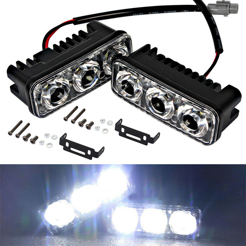 2 個 3 LED 車 DRL ライトハイパワースーパーホワイトデイタイムランニングライト防水フォグランプ 12V 6000K 車のスタイリング電球