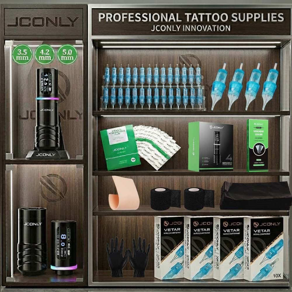 JCONLY エポック R4 ワイヤレスタトゥーマシンキットプロフェッショナル 3.5/4.2/5.0 ミリメートルストロークロータリーペン 2 バッテリーメイクアップタトゥー供給バンドル