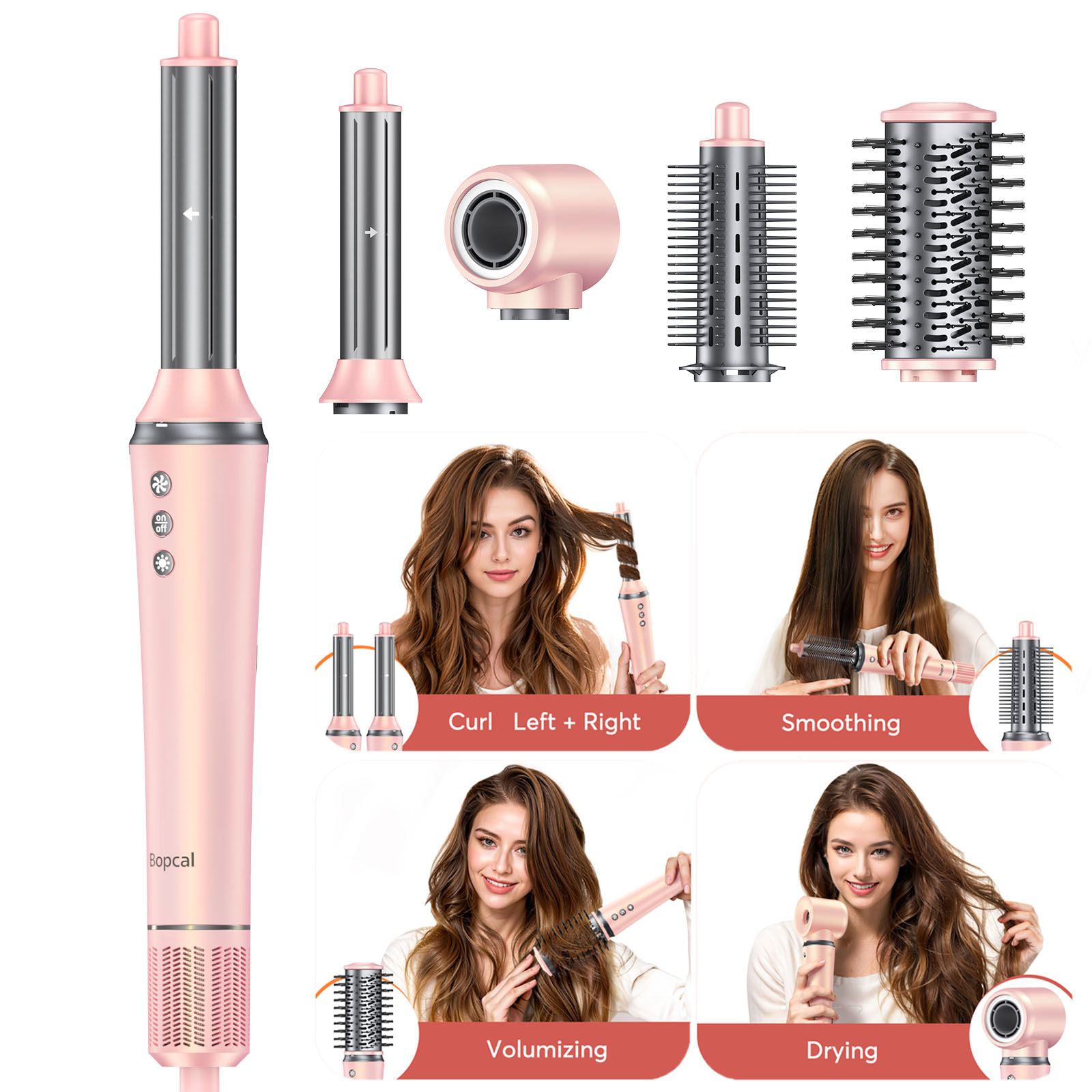 Bopcal 5 1 ヘアドライヤー熱風コーム電気ヘアアイロン 1200 ワット高速送風機多機能スタイリングツールヘアドライヤー