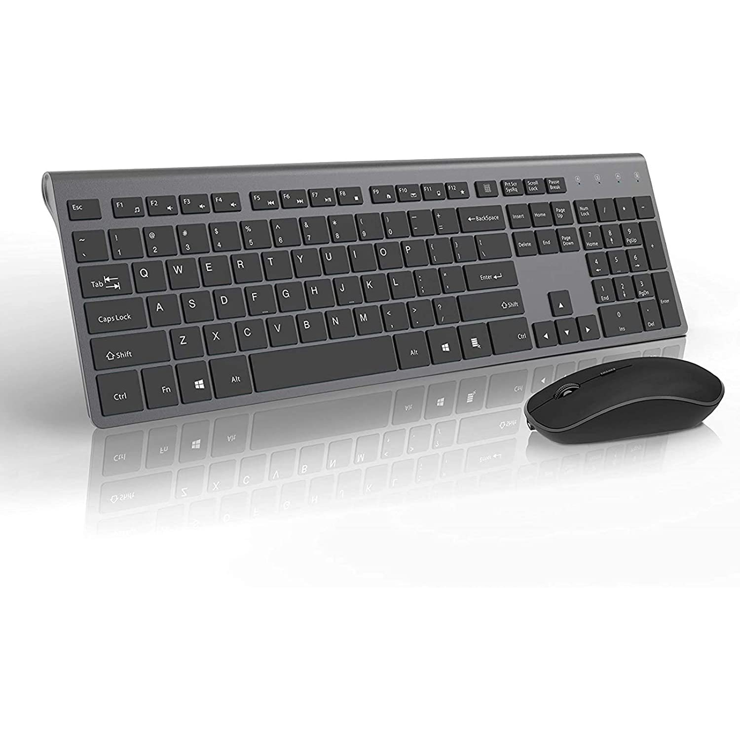 充電式ワイヤレスキーボードマウス 2.4G フルサイズ薄型人間工学に基づいたコンパクトなデザイン、ラップトップ、PC、デスクトップ、コンピュータ、窓用