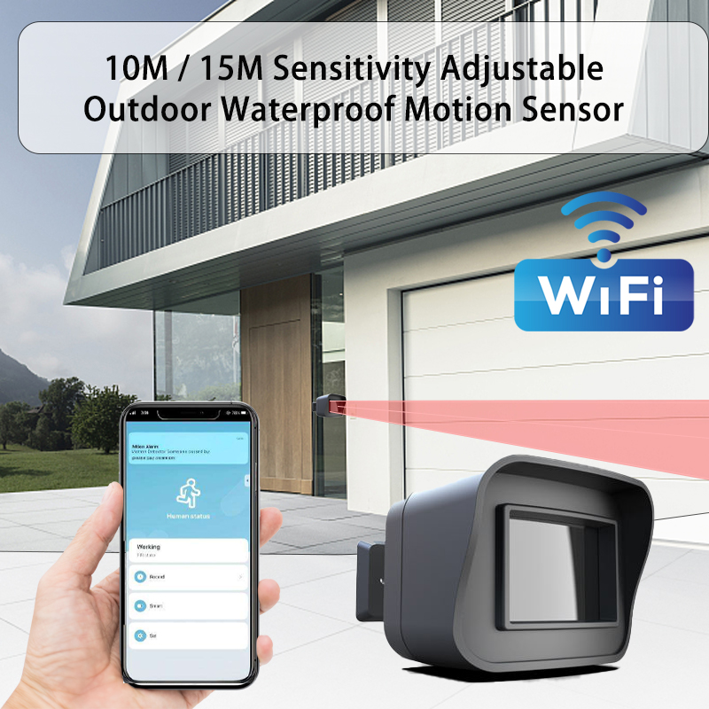 WiFi Tuya 屋外モーションセンサー検出器 10 メートル/15 メートル感度調整可能なアプリ制御 PIR センサー赤外線セキュリティ盗難警報