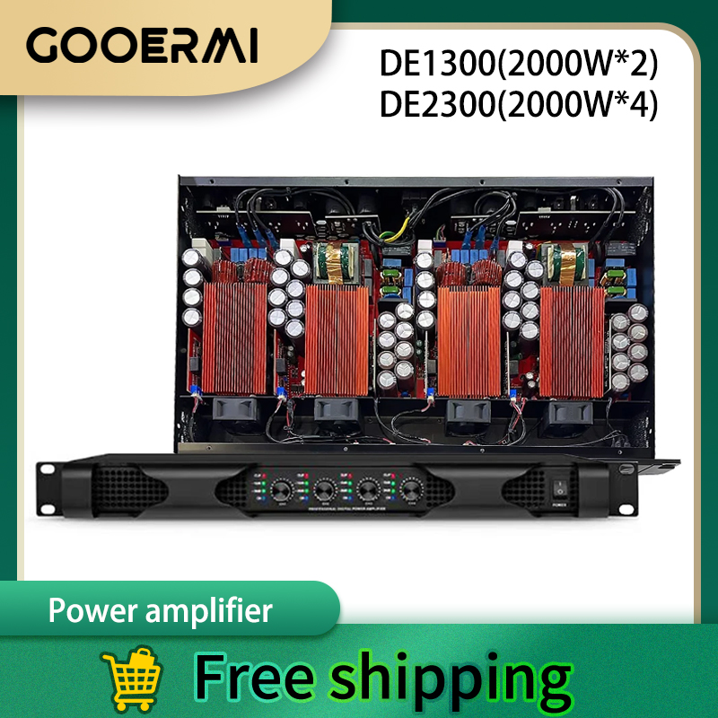GOOERMI MIA-DE1300 4*2000W 1U デジタルアンプ 2/4 チャンネルパワーアンプステレオサウンドシステムプロオーディオクラス D アンプ