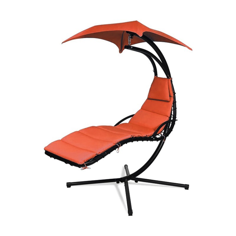 2026 Zoshine Outdoor Hanging Chaise  Chair With Canopy Curved Steel Frame Hammock Swing Seat For Patio Garden Yard Relaxin