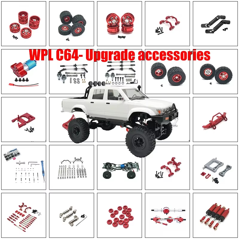 WPL C64 C54 C24 B16 D12 D62 1/16 RC 金属アルミニウムアップグレードタイロッドフロントとリアアクスルステアリングカップベアリング