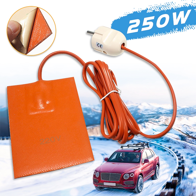 220V 車のエンジンオイルパンサンプタンクヒーターパッド 250 ワットシリコーンオイル加熱パッドエンジンオイルタンク摩耗保護 EU プラグ 9x13cm