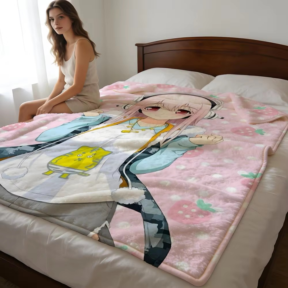 すーぱーそに子 アニメ ショート ぬいぐるみ スローブランケット、高密度の肌に優しいブランケット、ソファ昼寝用屋内使用
