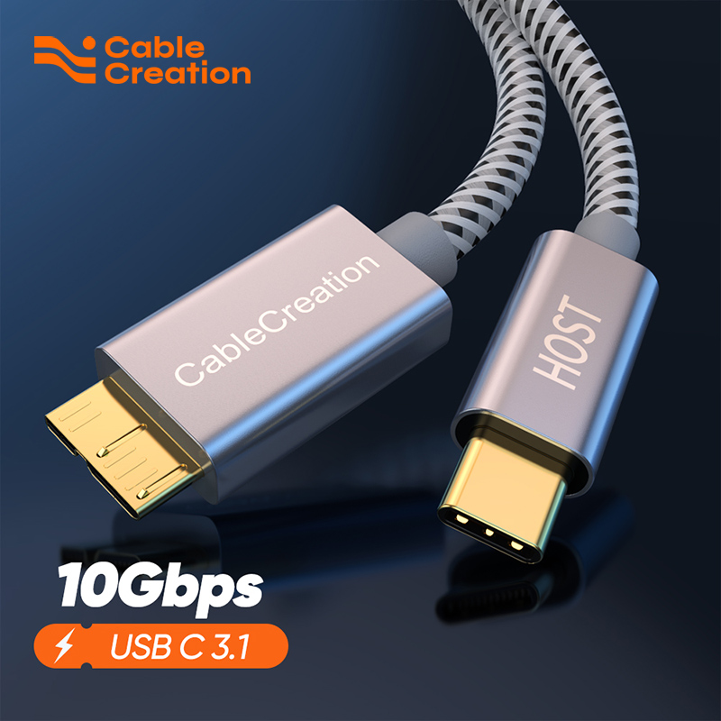 CableCreation USB C to Micro B ケーブル 10Gbps 高速編組 USB 3.1 Type C to Micro B コード 外付けハードドライブ SSD データ T