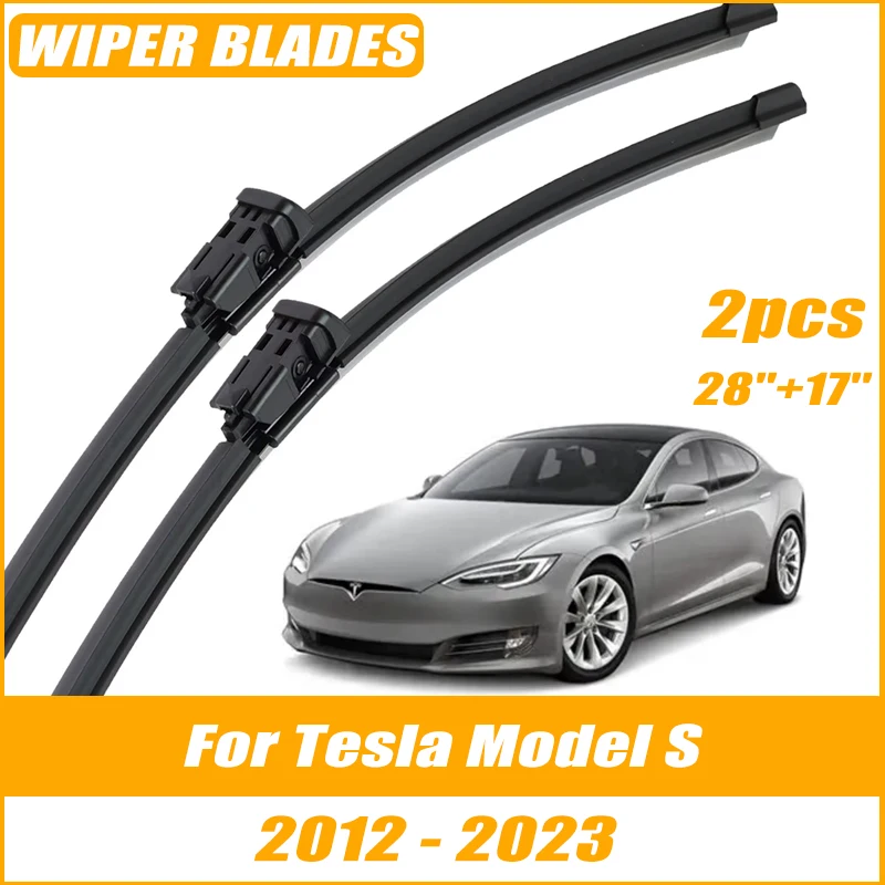 2pcs Wiper Front Wiper Blades For Tesla Model S 2012-2023 Windshield Windscreen Clean Window Car Rain Brushes 28"+17"
