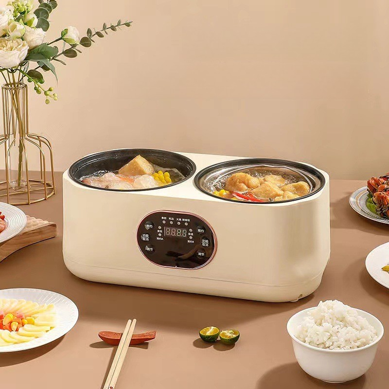 スマートダブルポット電気炊飯器多機能蒸し器ボイラー自動 WarmDual フレーバーポットアンチオーバーフローなし半分調理毎日