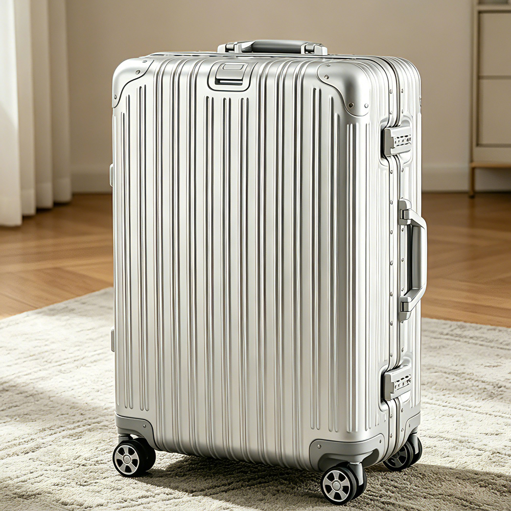 高品質のプルロッドバッグ、20/24/26/29 インチ TSA ロック、ポータブル旅行スーツケースを備えた 100% アルミニウムマグネシウム合金荷物