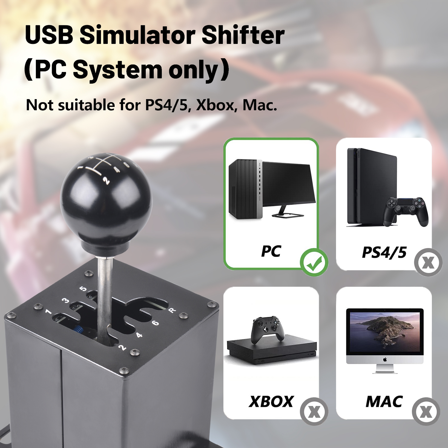 PC Simracing レーシングゲーム USB H ギアシフターロジクール G27 G29 G25 G920 Thrustmaster T300RS/GT シフトノブ ETS2