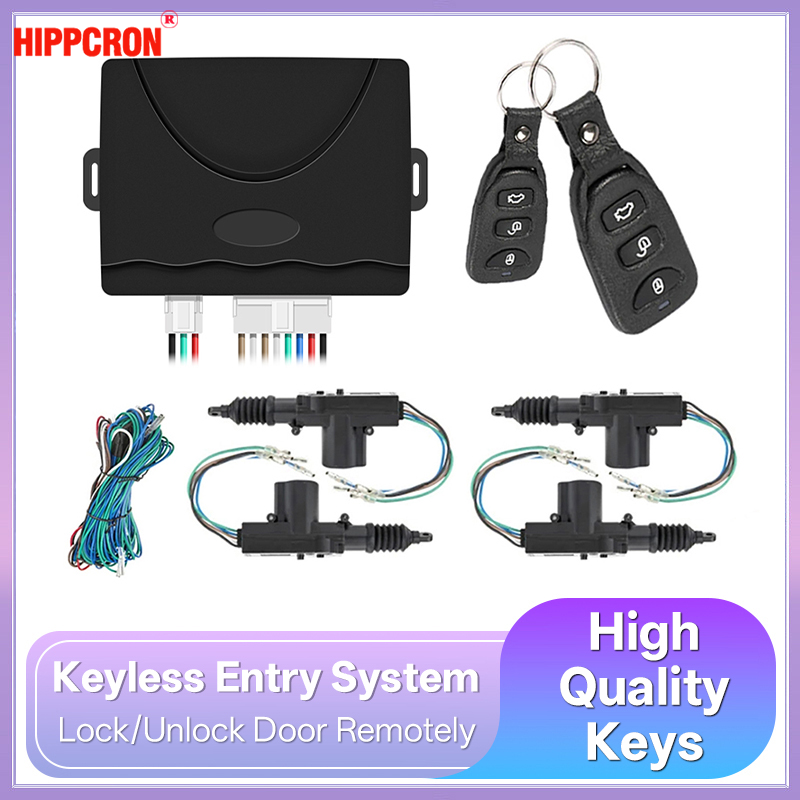 Hippcron 12V 車リモートコントロールロックドアキーレスエントリーシステムロックキット 4 ドアロックアクチュエーターユニバーサル