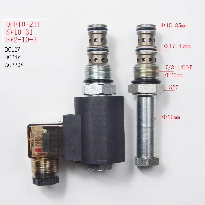 2 ポジション 3 ウェイ DHF10-231 ネジ​​式カートリッジ油圧ソレノイドバルブ SV2-10-3 SV10-31 G3/8 AC220V DC24V DC12V