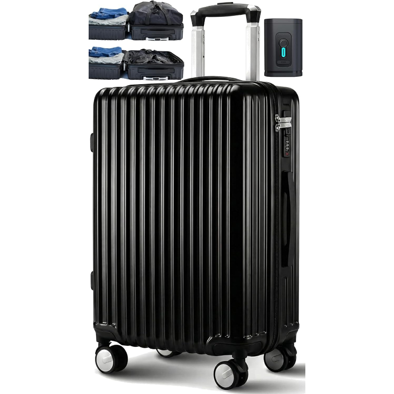 真空圧縮機内持ち込み荷物 21 インチハードシェルスーツケース 360 ホイール格納式ハンドル余分なスペース