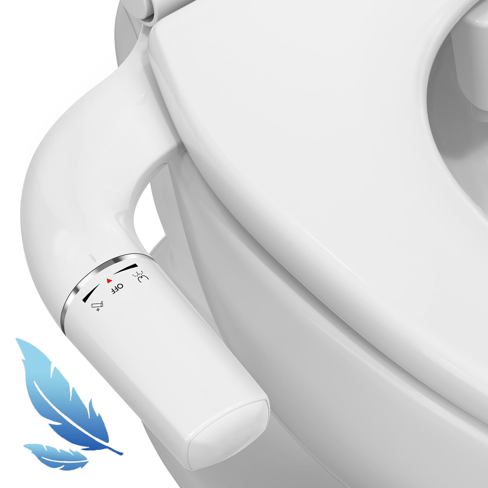 トイレ用ウルトラスリムビデアタッチメント - デュアルノズル（正面）