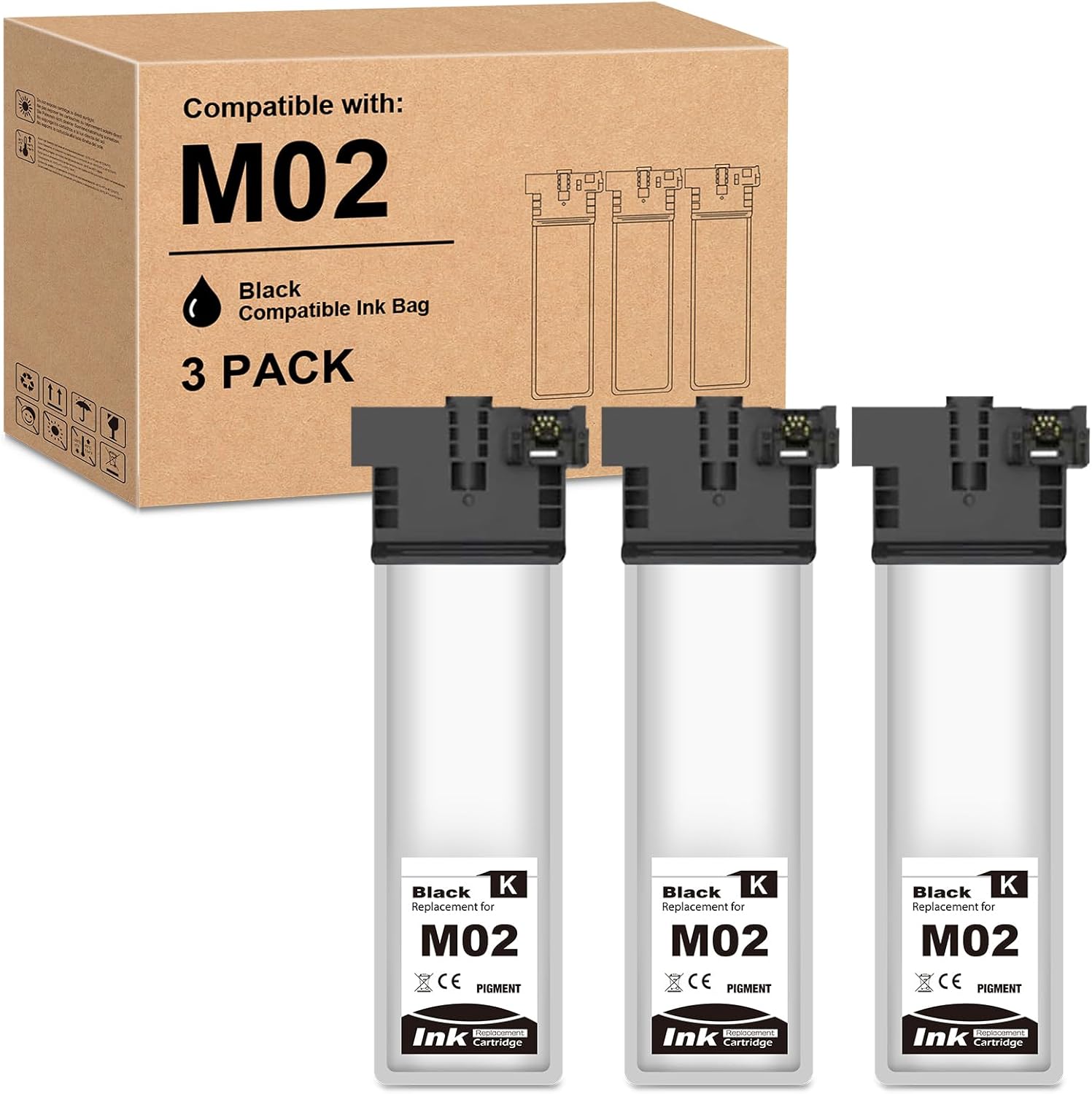 M02 インク カートリッジ、Epson WorkForce Pro WF-M5299、WF M5799、M5299、WFM5799、および WFM5299 プリンター インクと互換性があります (3 パック)。