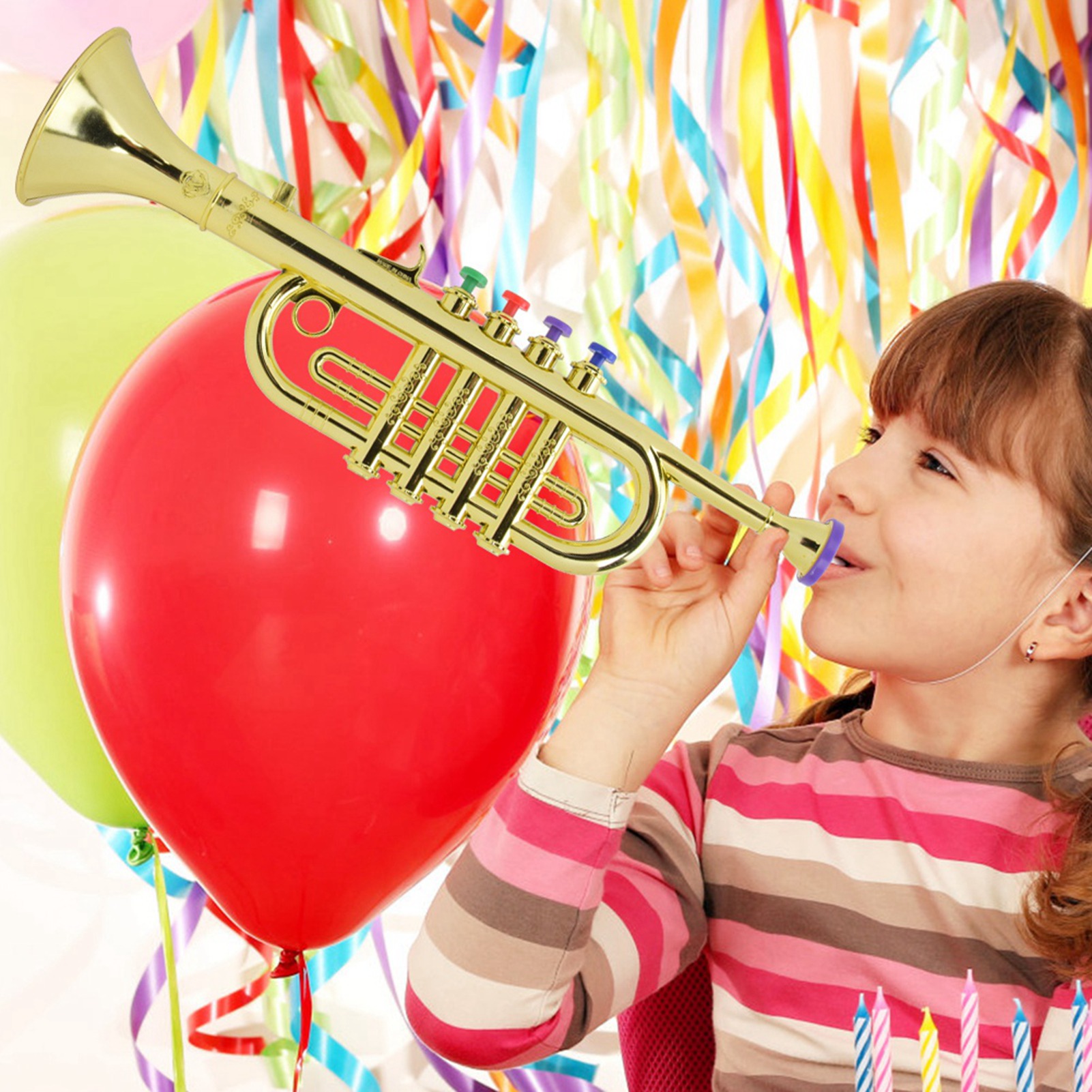 ギフト子供トランペットゴールデンコーティングされたプラスチック子供幼児音楽ギフト管楽器音楽子供トランペット管楽器