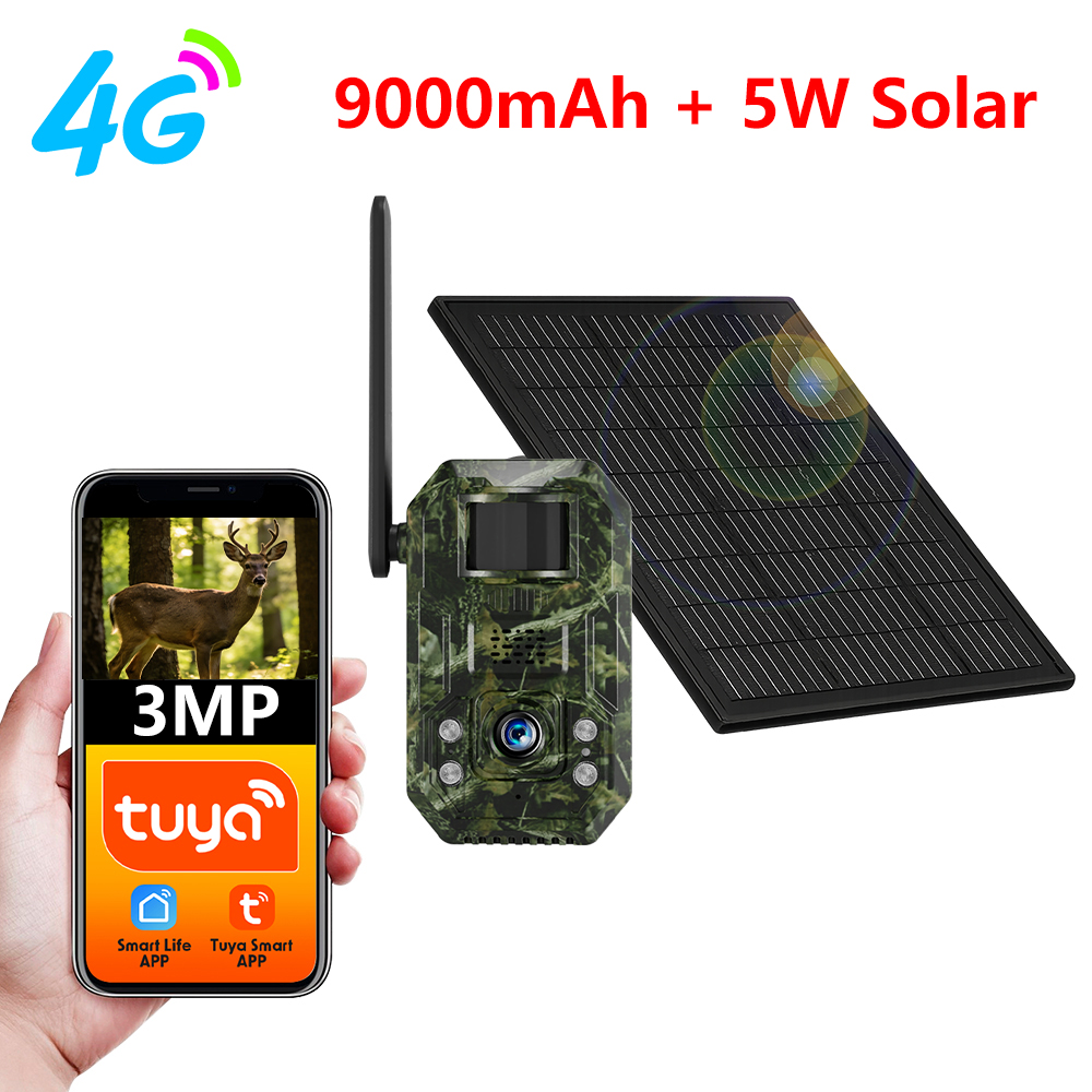 Tuya SmartLife EU 4 グラム 3MP Sim カード屋外 940NM ナイトビジョン監視スマートセキュリティソーラー野生動物狩猟ゲームホームカメラ