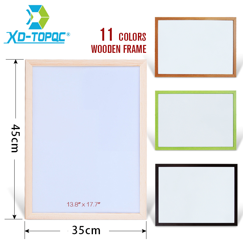 XINDI 35*45cm ホワイトボード 新品 ドライワイプ パイン材フレーム マグネット式 ホワイトボード 簡単に消せる 書き込み・描画ボード