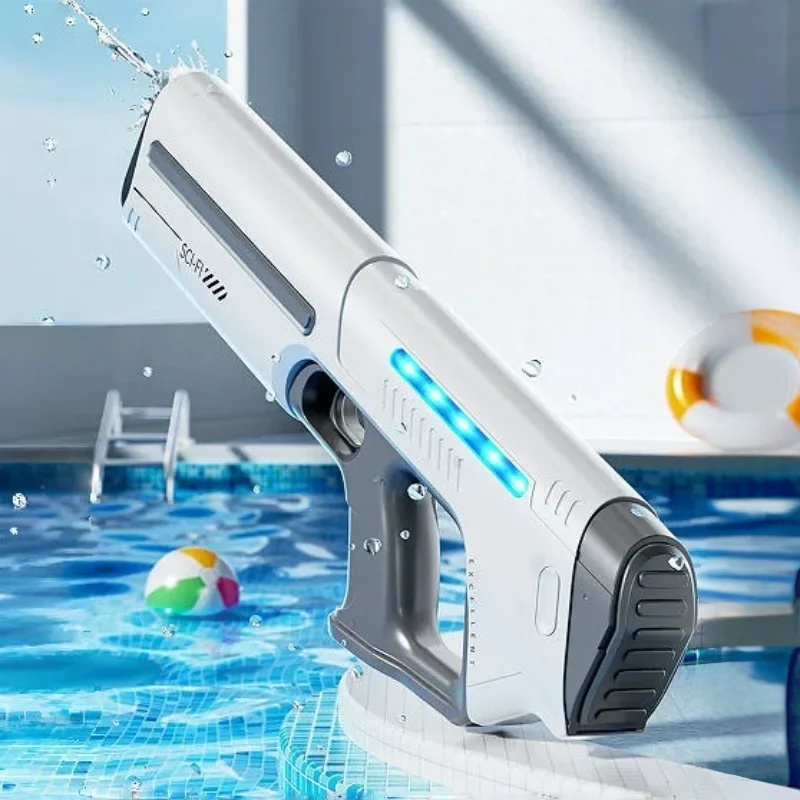 子供電動水鉄砲おもちゃ連続撮影自動吸水水鉄砲ライト夏の屋外おもちゃ子供のための