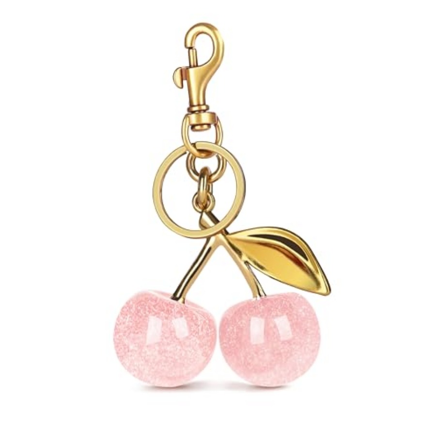 OVRUNS チェリーバッグチャーム かわいいチェリーアクセサリー キラキラ財布チャーム 女性用