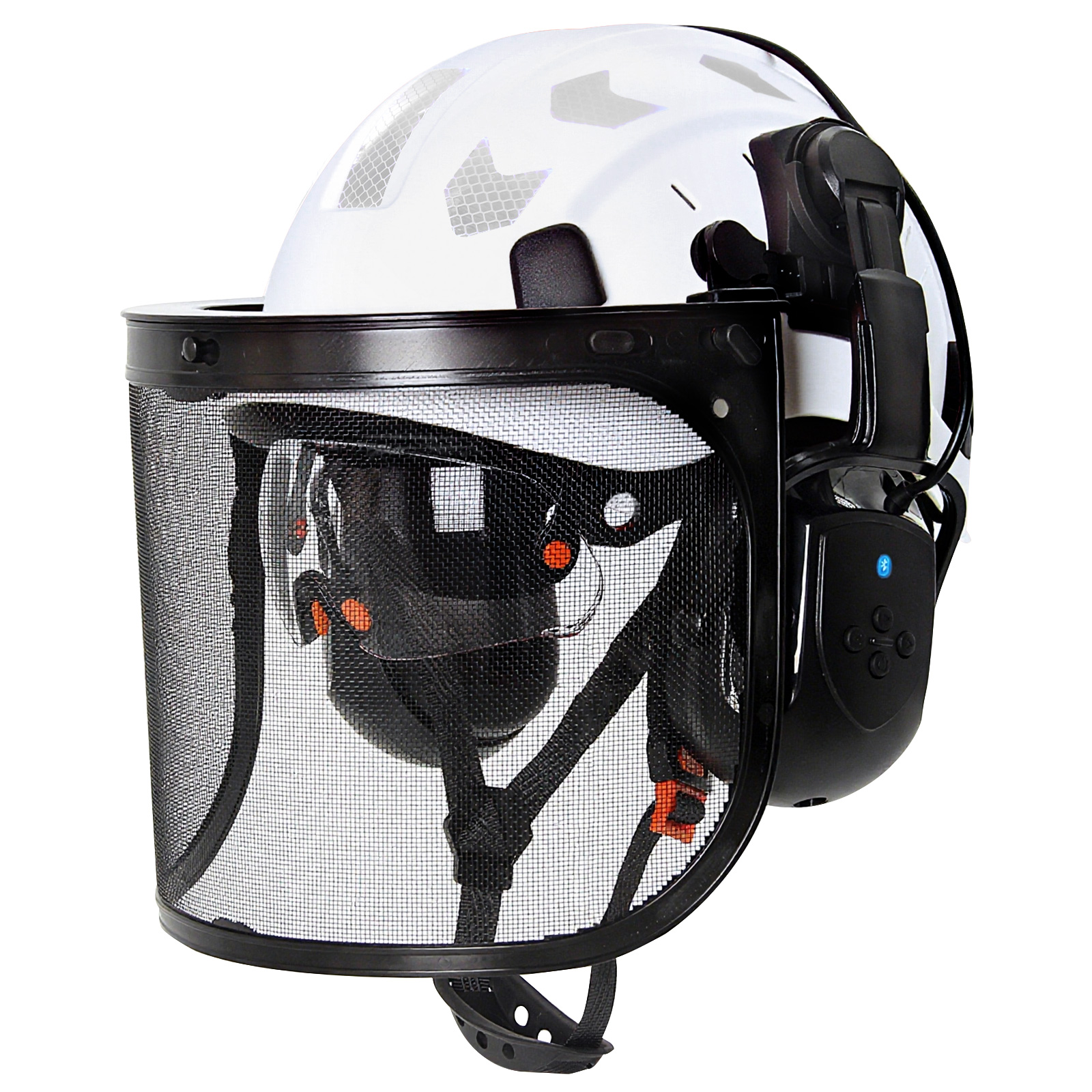CE フェイスメッシュシールドマスク林業チェーンソー安全ヘルメット刈払機トリマー保護伐採帽子 Bluetooth Earmusffs