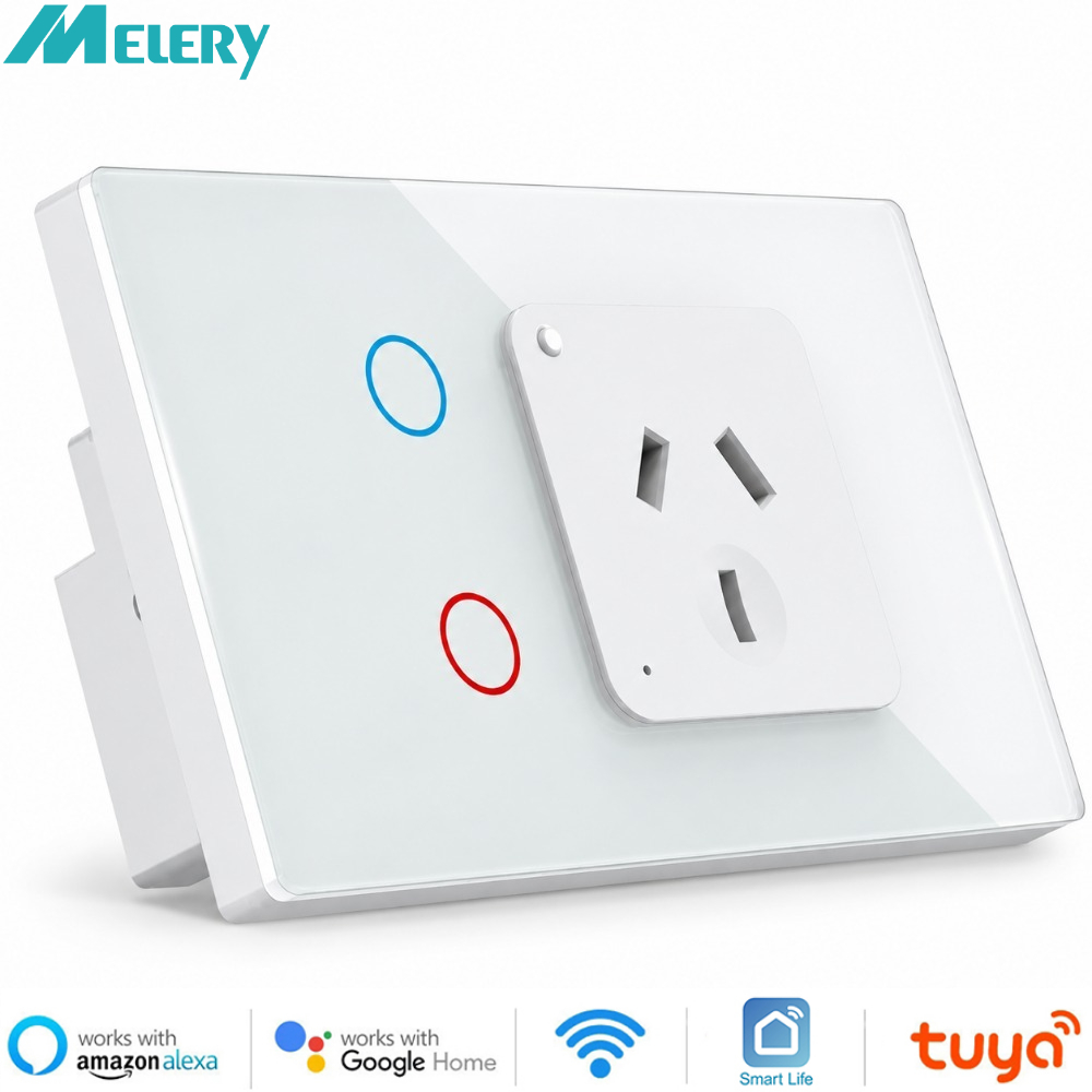 Melery スマート ウォール ソケット ライト スイッチ WiFi 電源プラグ コンセント タッチ センサー 音声リモコン by Alexa Google Home アルゼンチン オーストラリア