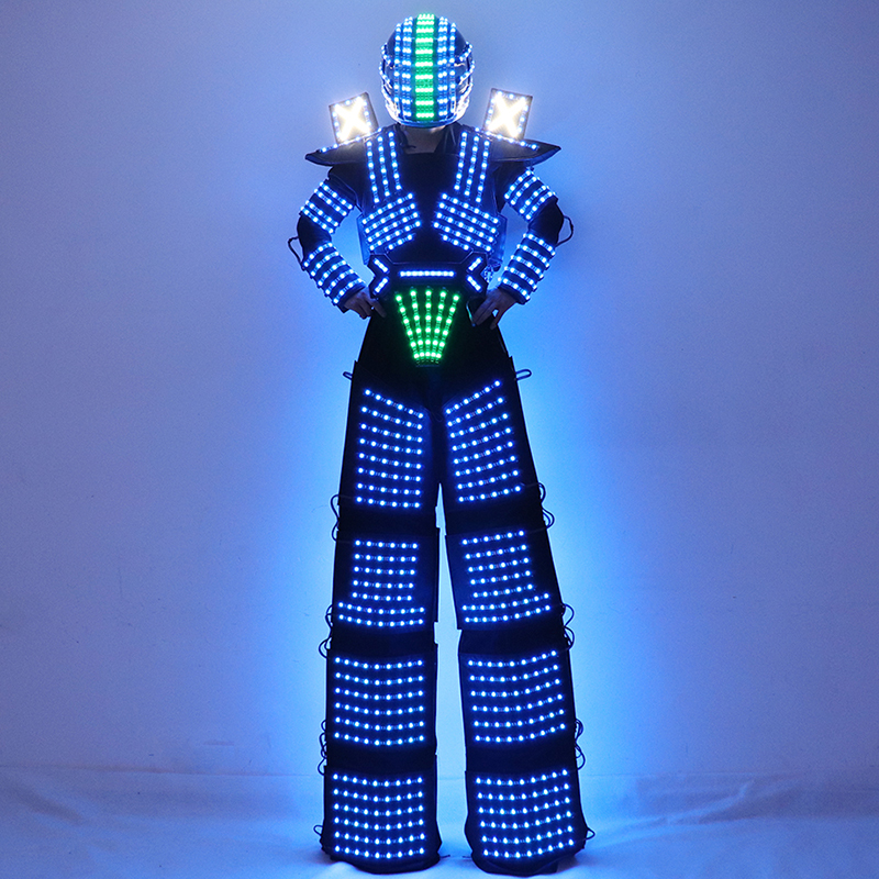 Trajes LED ロボット衣装 RGB 変更色 LED 衣類ヘルメット竹馬ウォーカーロボットスーツとレーザー手袋