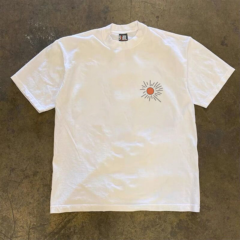 ピュアコットン二重糸ルーズ半袖 Tシャツカップル用アメリカンレトロスタイルレディースカジュアルメンズシャツ