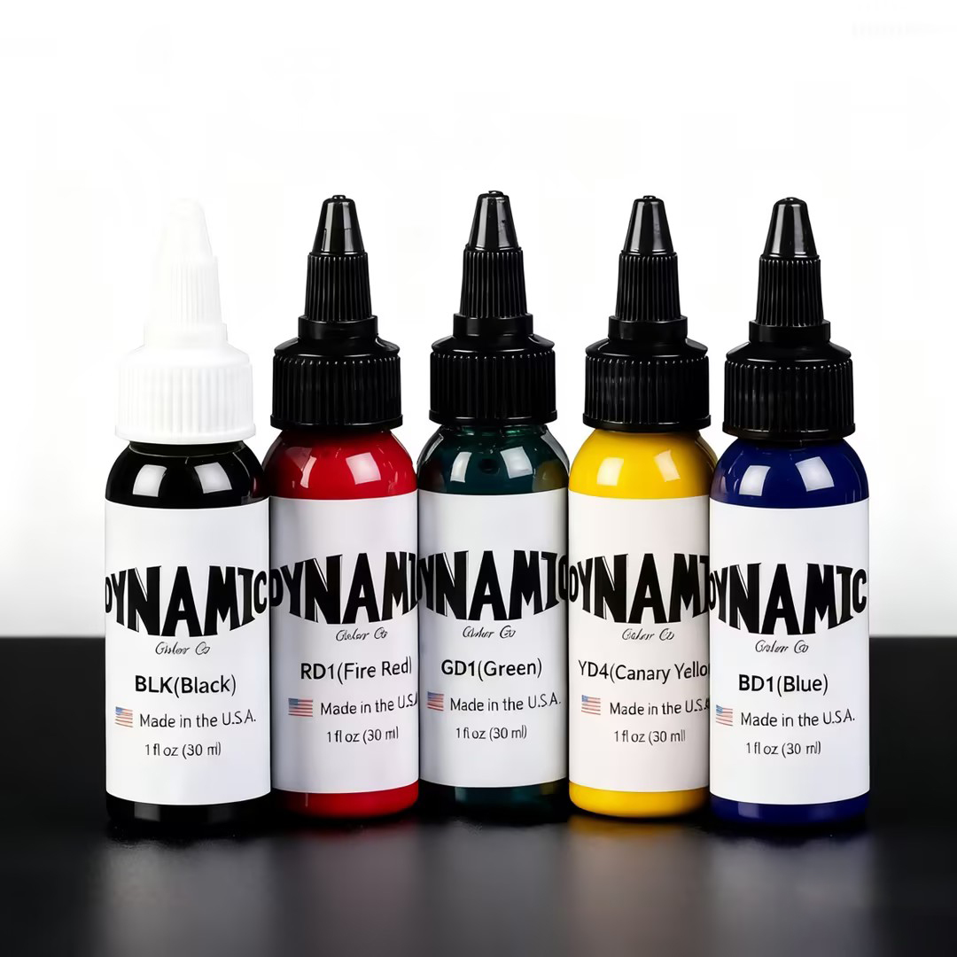 5 個 30 ML/ボトル タトゥー インク セット プロフェッショナル タトゥー ピグメント 各 1 オンス ボトル: ブラック、カナリー イエロー、ブルー、グリーン、ファイア レッド