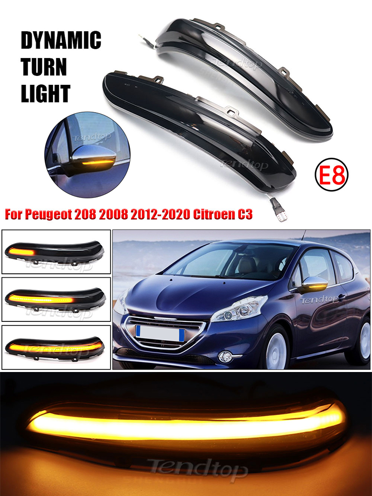 バックミラーインジケータウインカーランプダイナミック LED ターンシグナルライトプジョー 208 2008 2012-2020 シトロエン C3 2016-