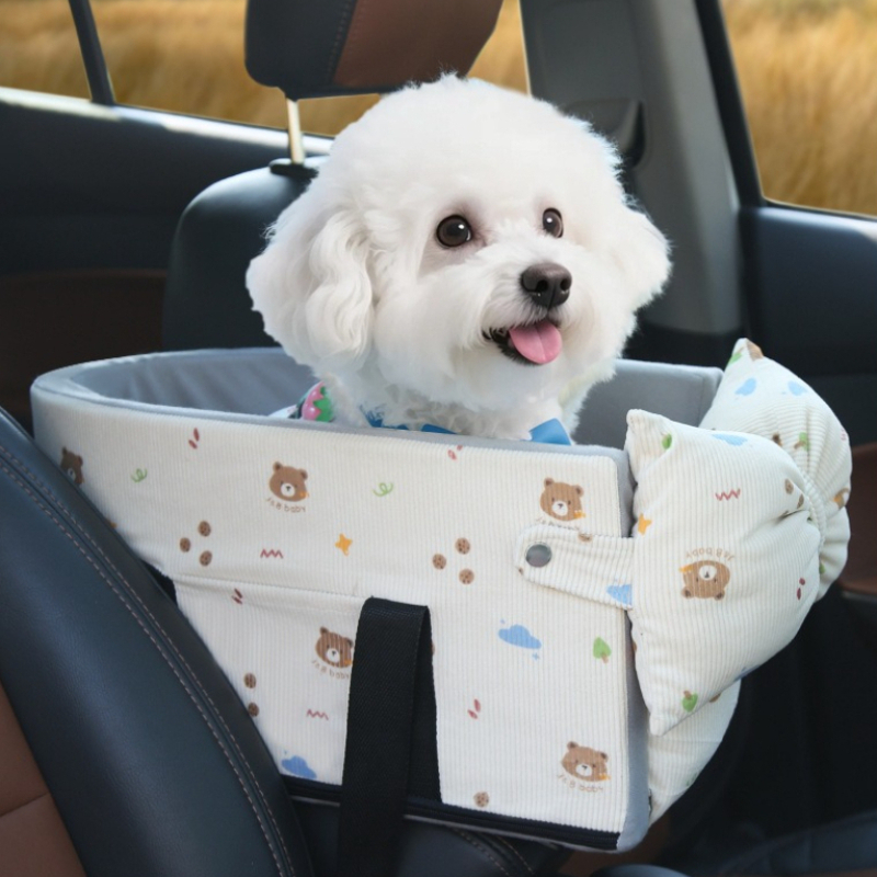 犬用カーシート 収納ポケット付き センターコンソール ペットカーキャリア ユニバーサルペットシートカバー 小中犬用 旅行用安全バッグ