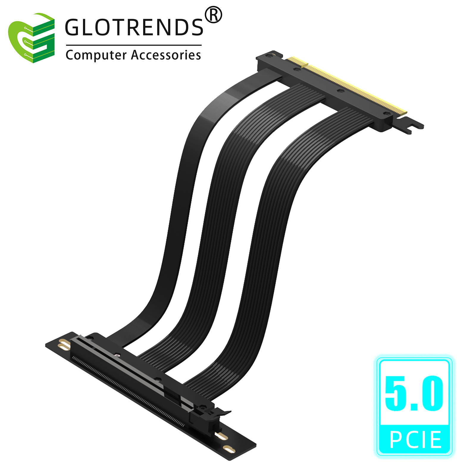 PCIE 5.0ライザーケーブル、PCIe 5.0/4.0 GPU対応、RTX5090(Ti) RX9070(XT) GPU対応、90度直角、黒色