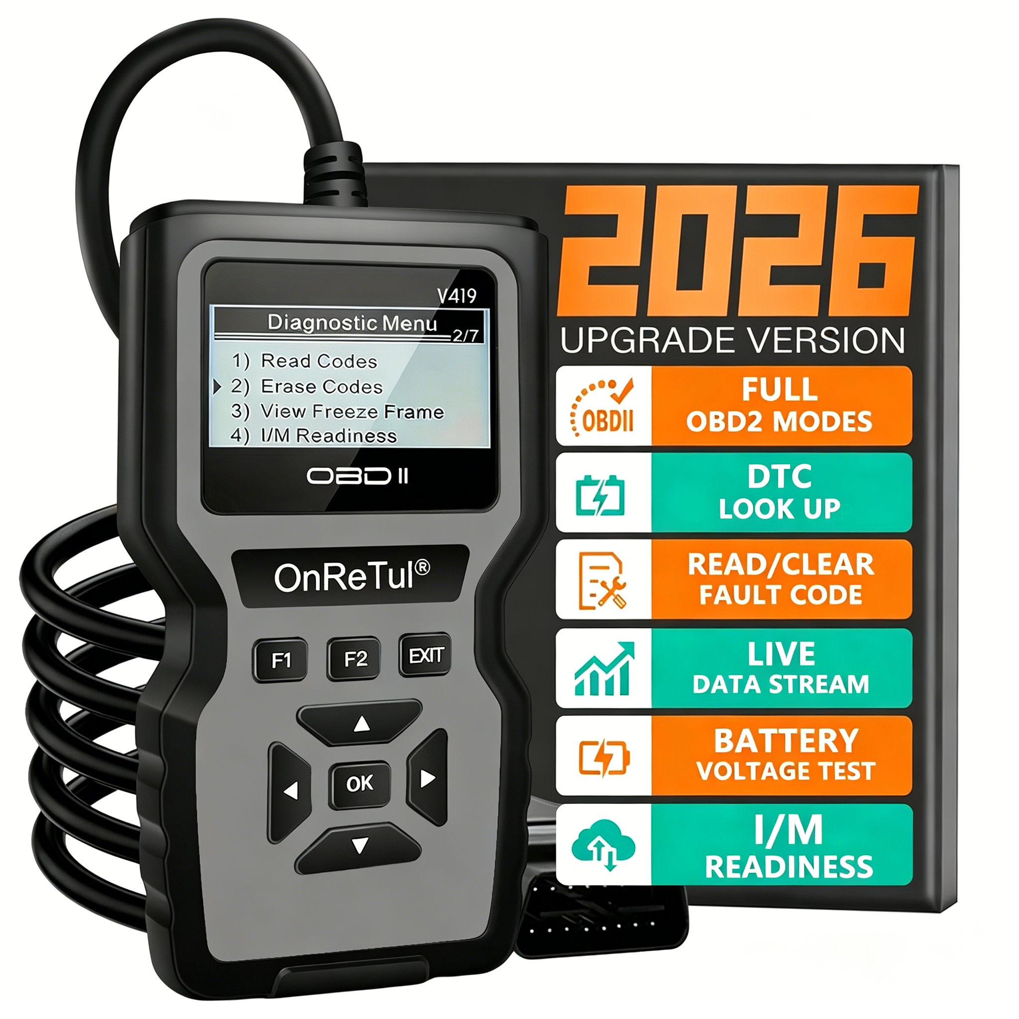 2026 最新の Obd2 スキャナー コードリーダー 車のエンジン故障スキャナーは診断スキャン ツール、すべての Obd のエラー コードを読み取り、消去します