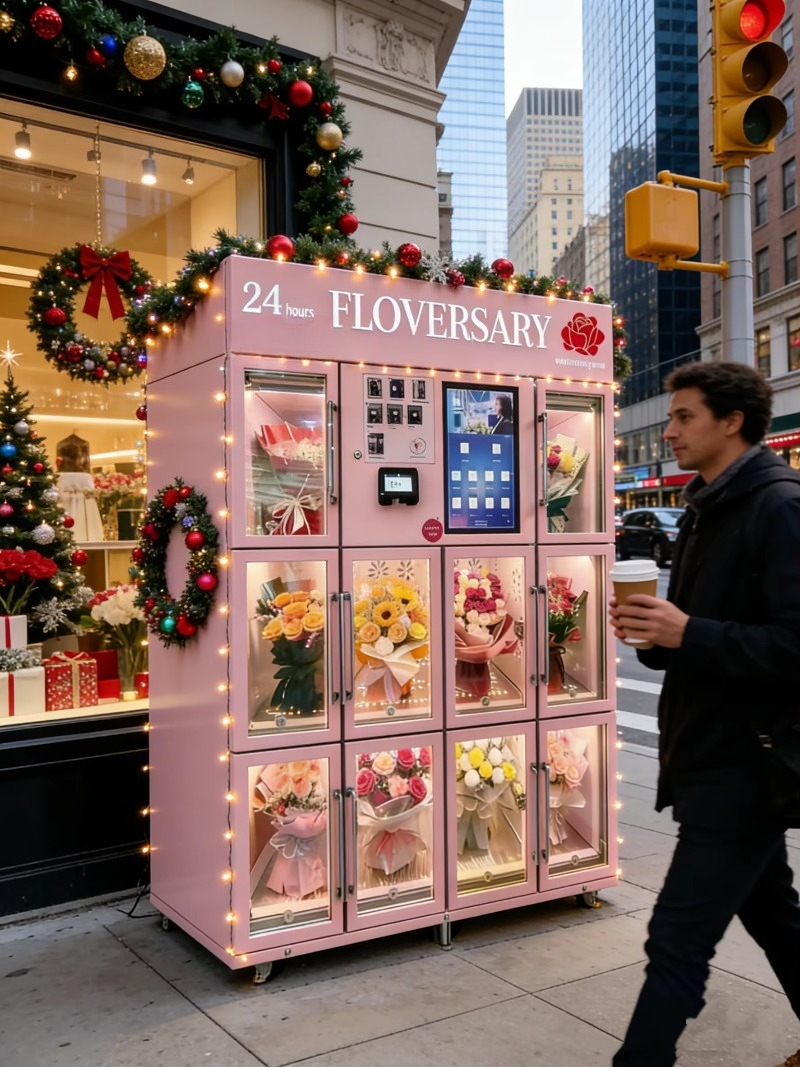 カスタマイズされた24時間サービス生花自動販売機花用冷蔵10コンパートメントロッカー自動販売機