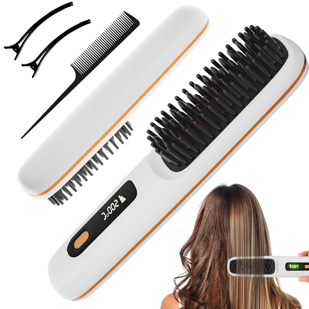 コードレス縮毛矯正コーム USB 充電多機能ヘアケアスタイリングコーム - 滑らかなヘアスタイルのための 3 つの温度調節可能