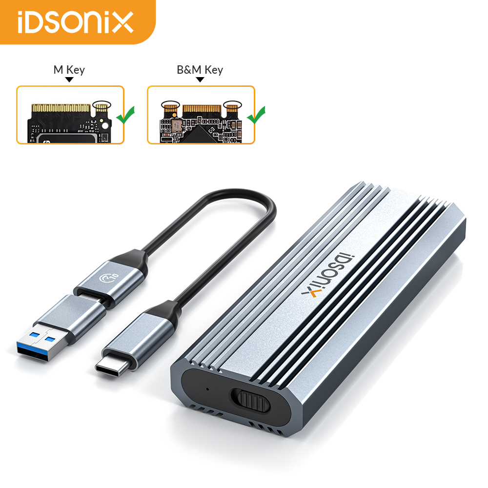 iDsonix NVMe エンクロージャ SATA ケース M.2 SSD 外付けハードドライブボックス 10Gbps NVMe PCIE および 6Gbps SATA AHCI ラップトップ Macbook 用