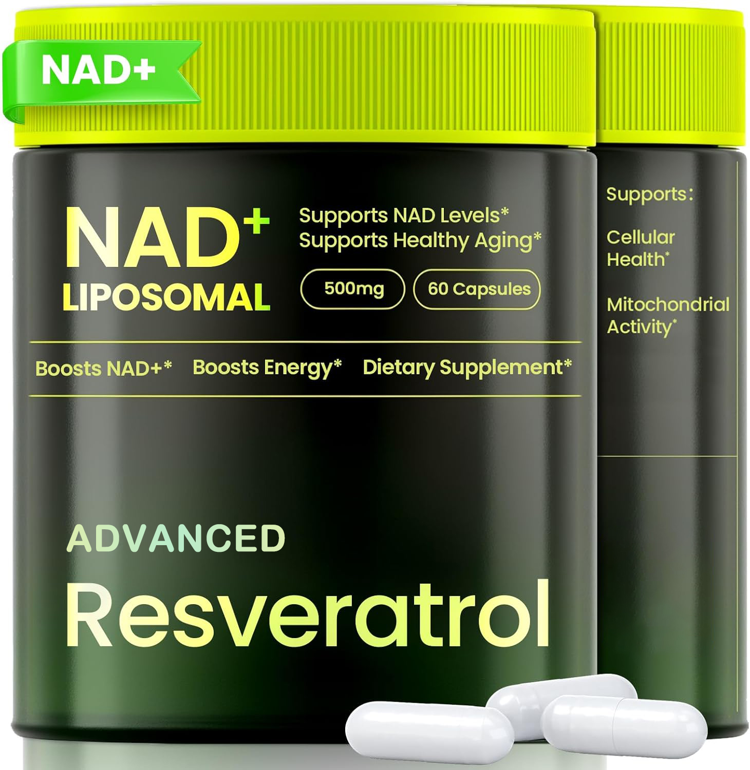 レスベラトロールを含むリポソーム NAD アドバンスト サプリメント - アンチエイジング、脳機能のための NAD プラス カプセル