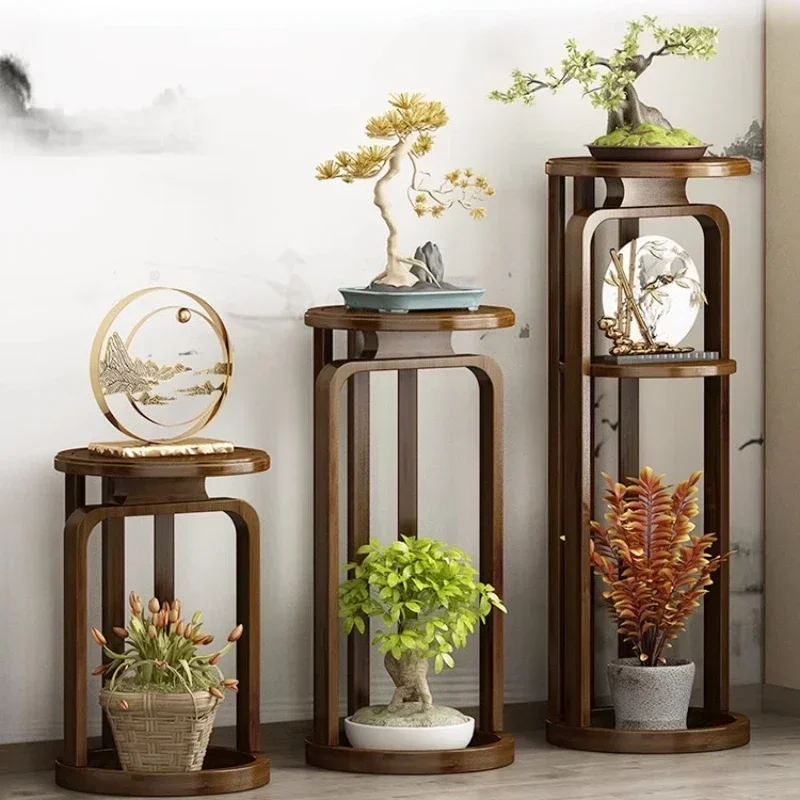 中国風フラワースタンド竹植物棚ヴィンテージ床装飾屋内部屋盆栽伝統的な植物クラシック竹ラック