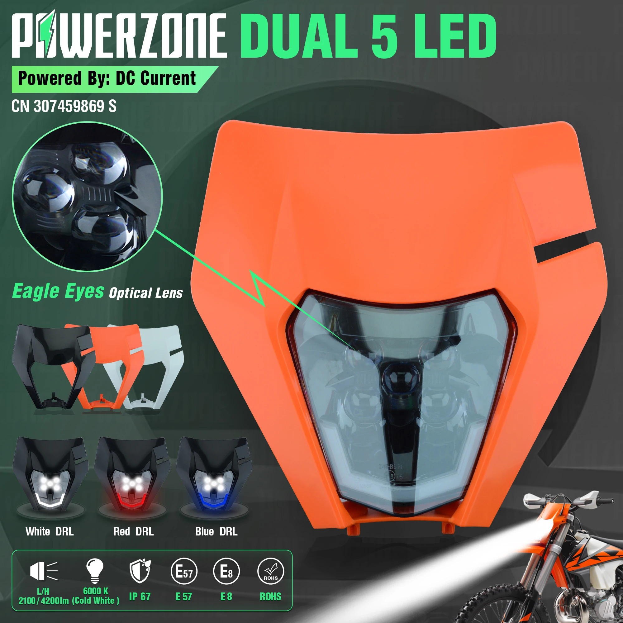 SPACEMOTO オートバイ LED ヘッドライトヘッドランプヘッドライトスーパーモトフェアリング KTM EXC SXF MX ダートバイクエンデューロ LED ヘッドライト