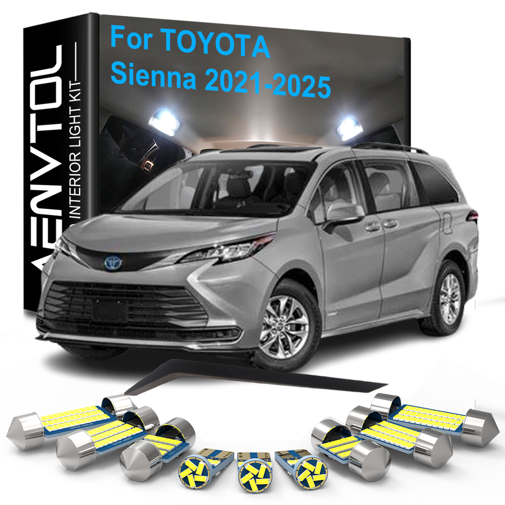 17 個 LED インテリアライト Canbus トヨタ シエナ 2021 2022 2023 2024 2025 ドーム読み取りバニティミラートランクドアライセンスプレートランプ