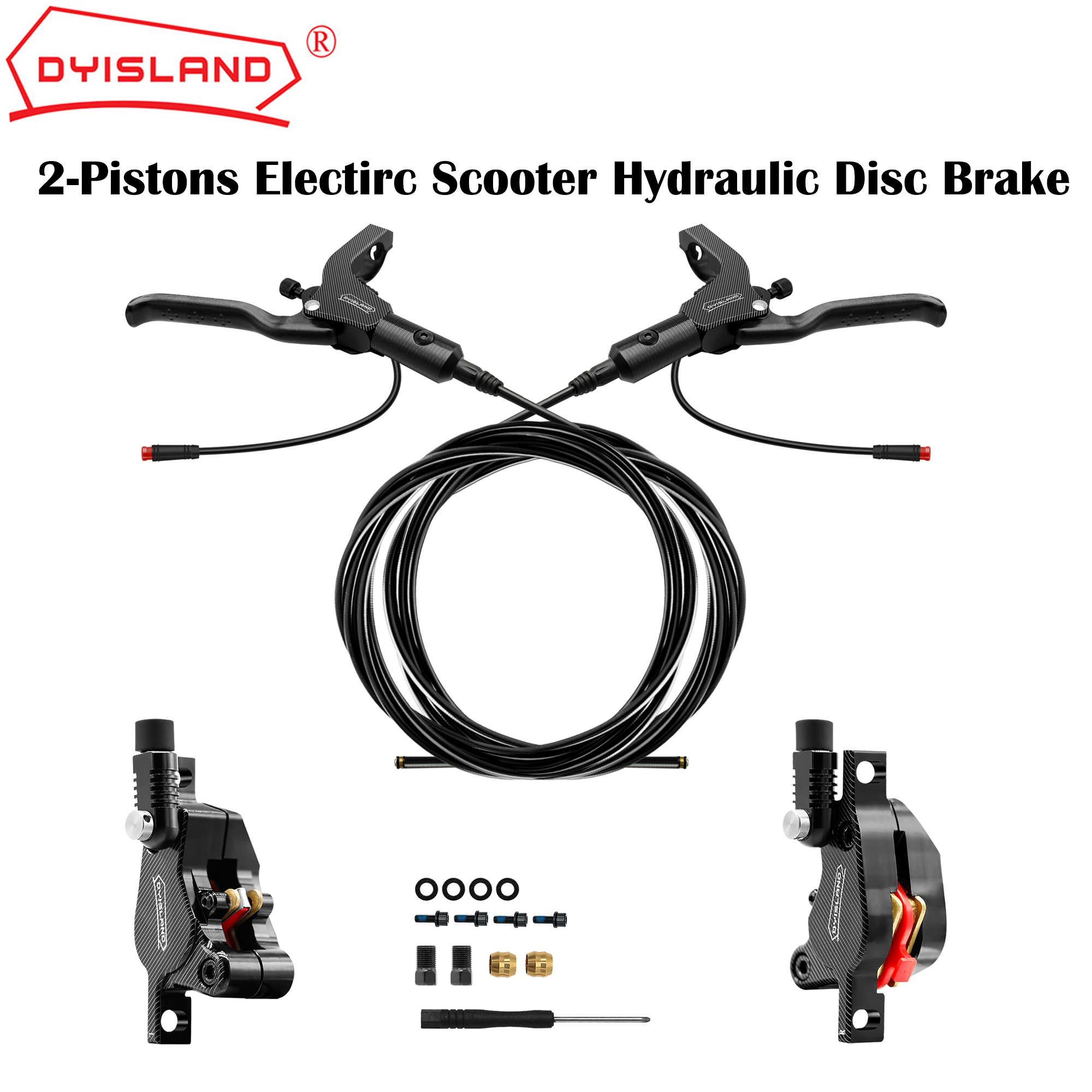 DYISLAND LD210 電動スクーター油圧ディスクブレーキ 2PIN 電源オフ E-スクーターブレーキ Kukirin KUGOO デュアルトロンカマキリケーブル