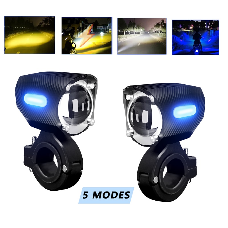 2X オートバイ LED 補助ヘッドライトワークライトハイビームとロービーム超高輝度スポットライトドライビングフォグランプユニバーサル防水