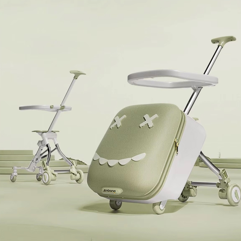 キッズトラベルトロリースーツケース スピナーホイール付き飛行機に取り付け可能 荷物の乗り物と散歩 赤ちゃんのスーツケース折りたたみベビーカー