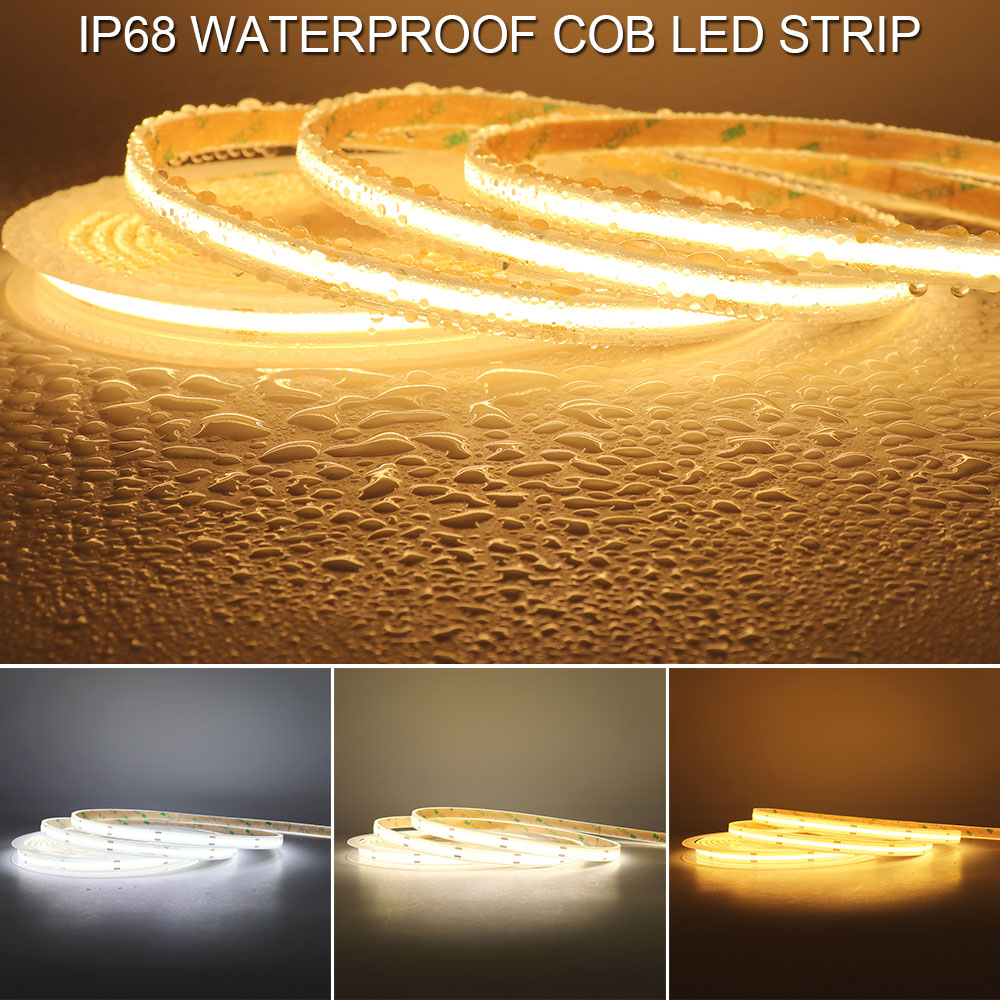 IP68 防水 COB LED ストリップ DC12V 24V 480LEDs/m 高輝度柔軟な LED リボンシリコンテープスイミングプール屋外装飾用